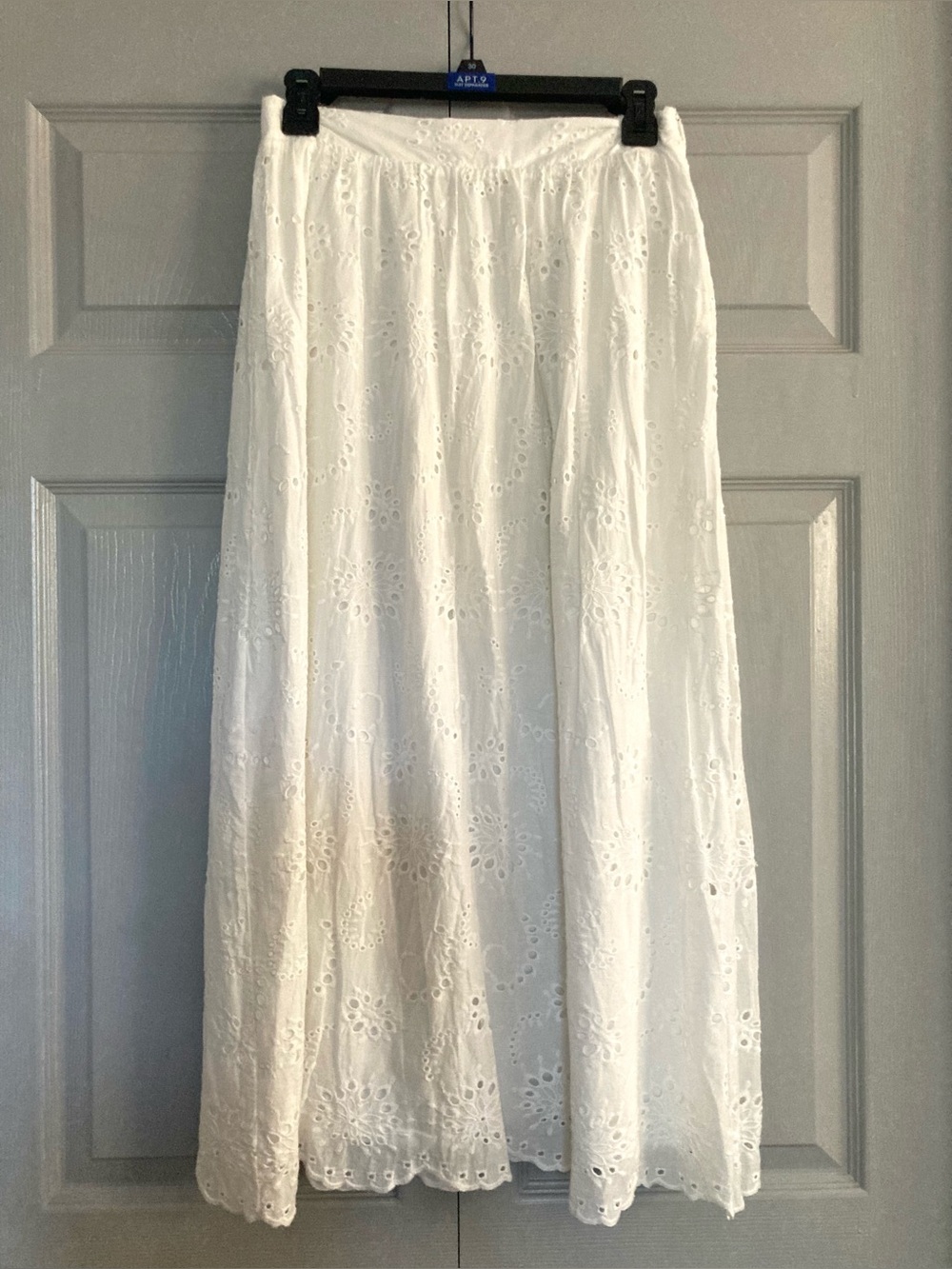 White eyelet maxi skirt